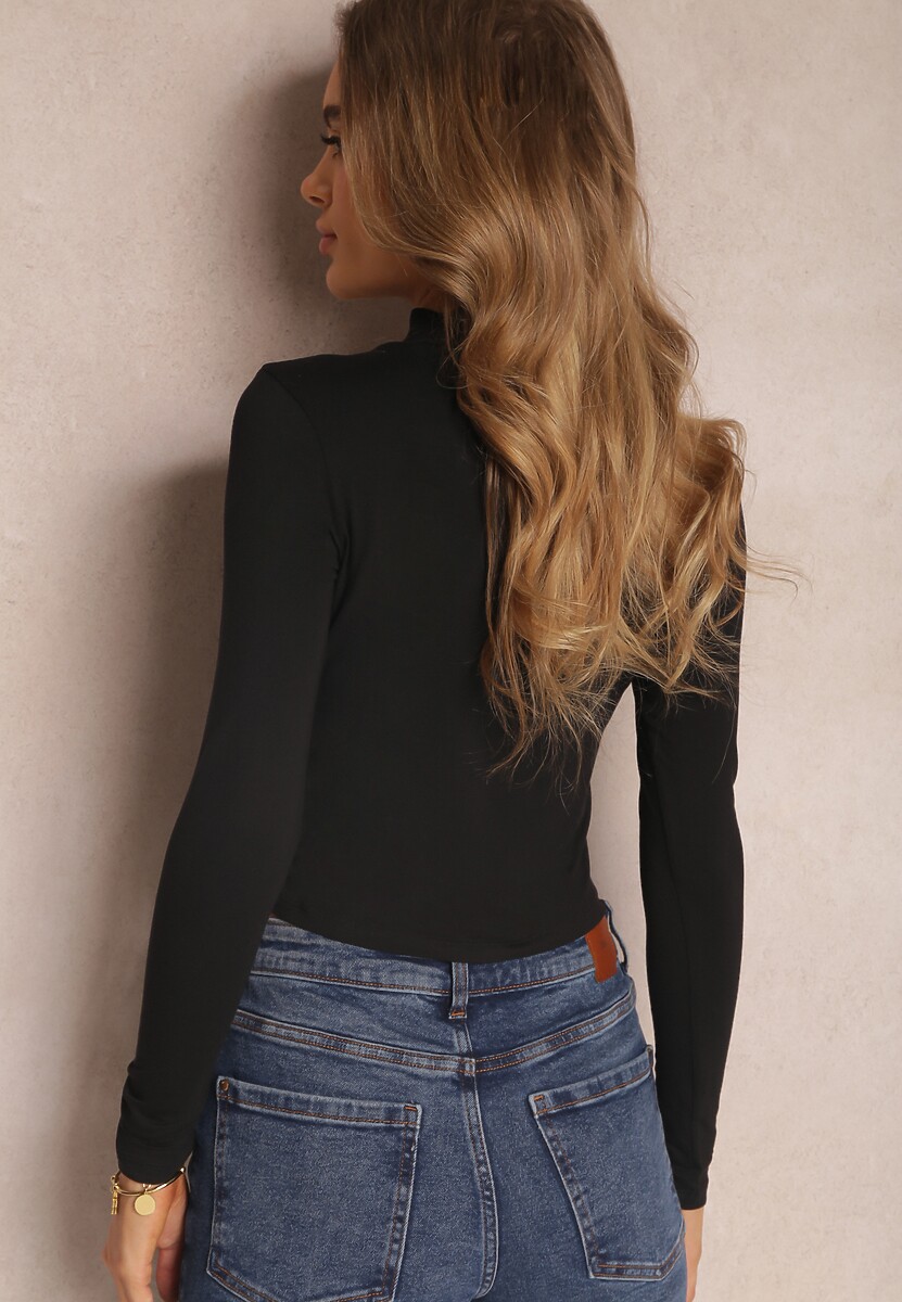 Czarna Bluzka Crop Top z Półgolfem Killal 3