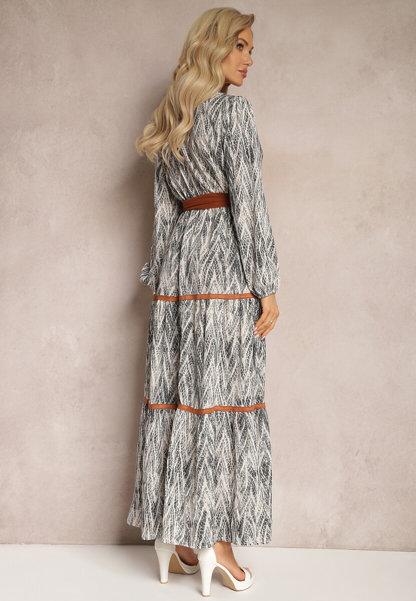Rochie Gri cu Elastic in Talie Nossi 3