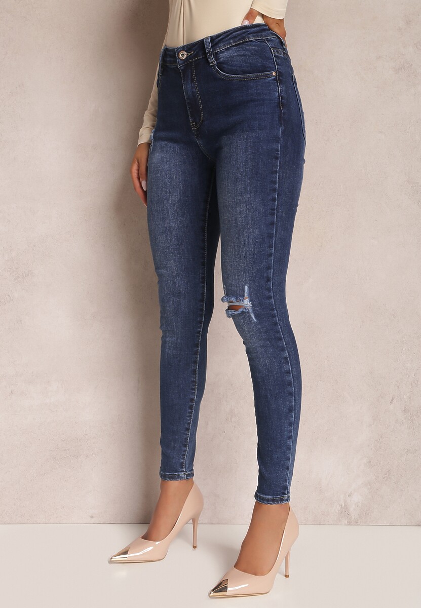 Granatowe Jeansy Skinny Aesophor 1