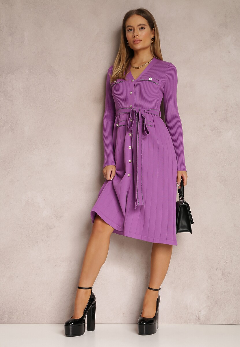 Rochie conică Violet Închis din Viscoză Nemeas 1