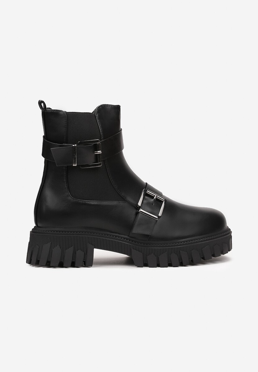 Botine negre workeri cu cataramă Yeza 3