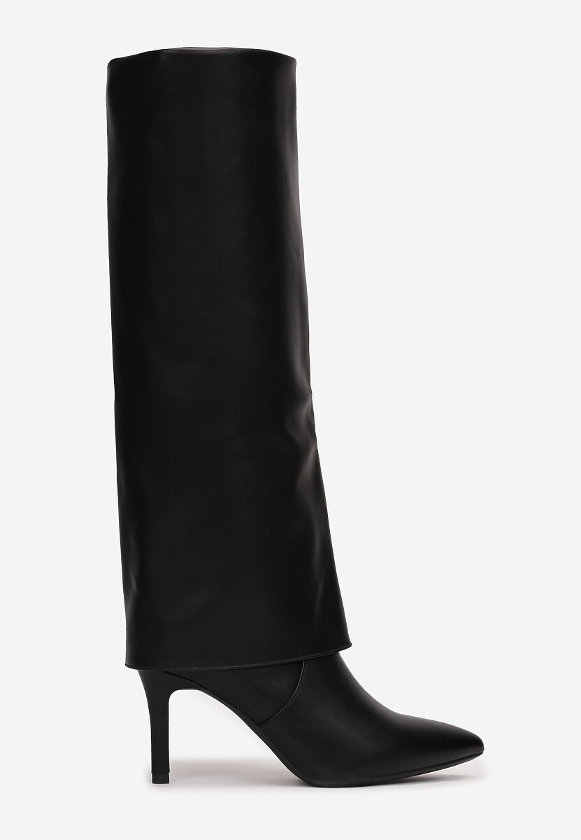 Czarne Kozaki na Szpilce z Wywiniętą Cholewką Perfecta 3