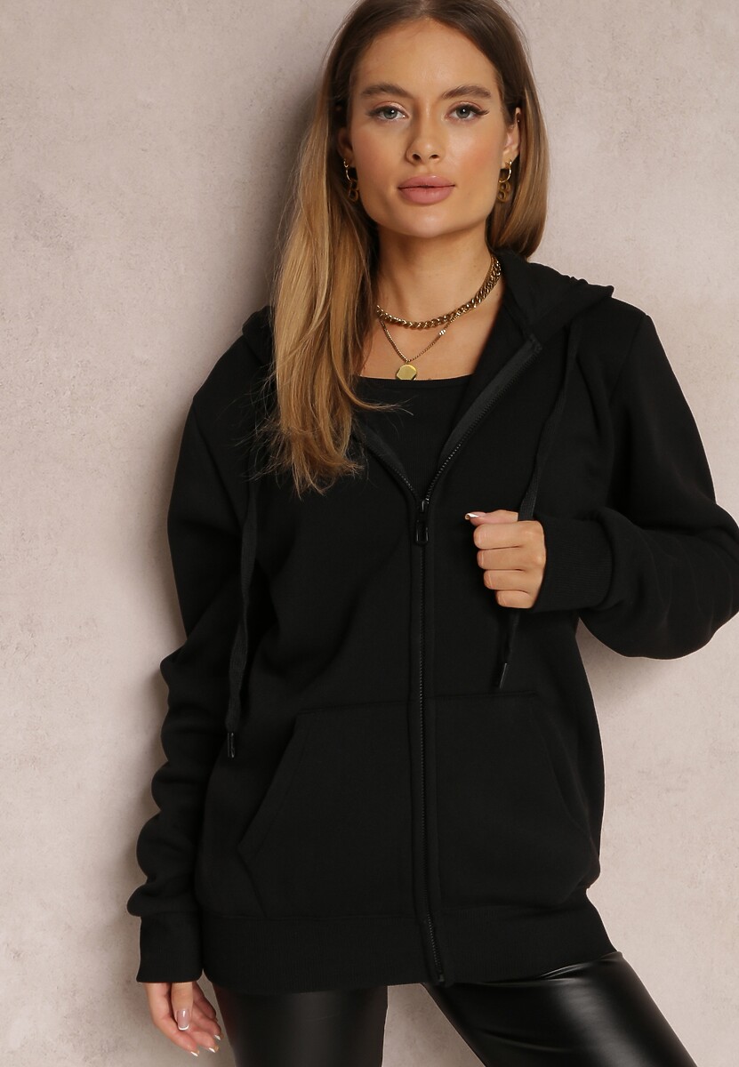 Czarna Bluza Oversize z Kapturem Zasuwana Unthula 2