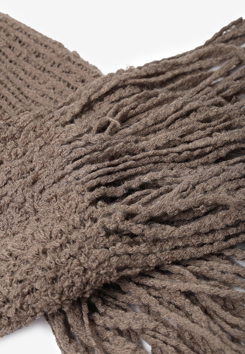 Brązowy Szalik z Pluszowego Akrylu z Frędzlami Nassi 2