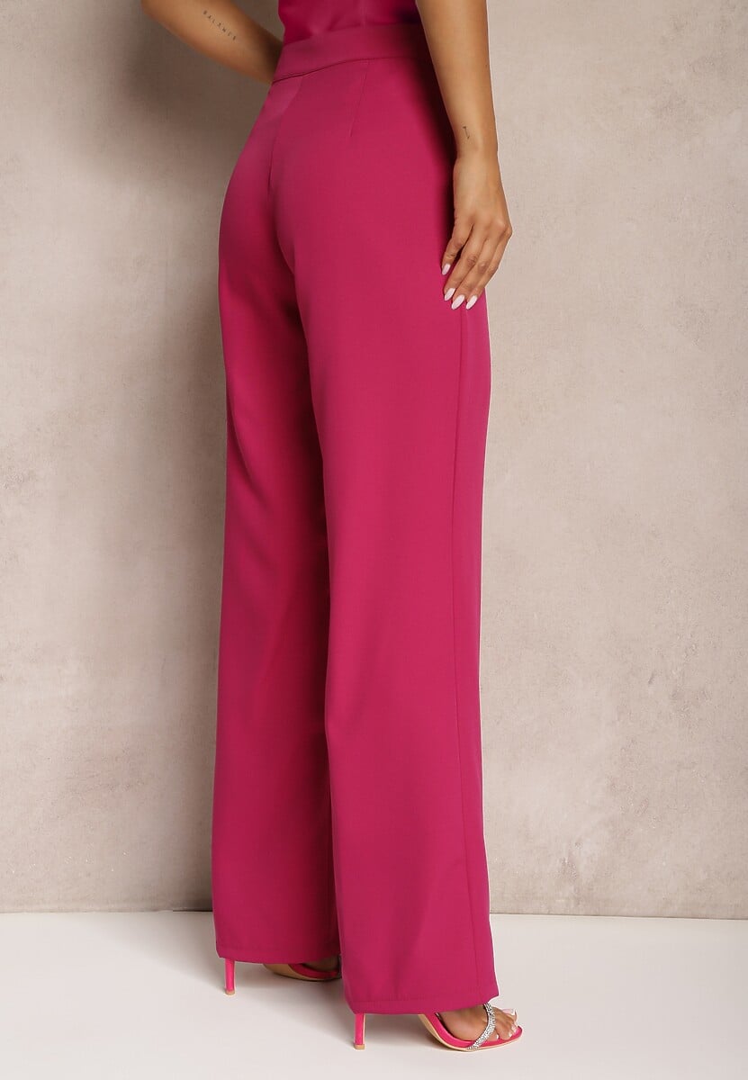 Fioletowe Spodnie Szerokie High Waist Dule 3