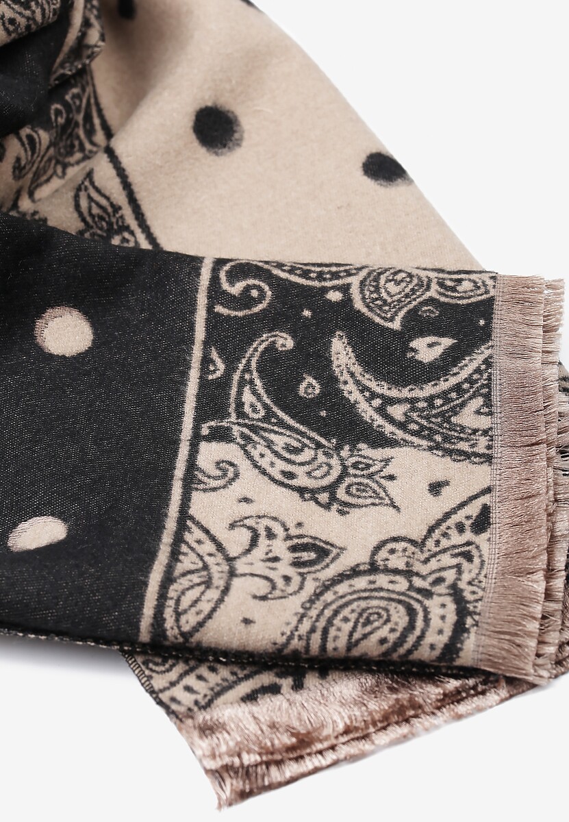 Czarny Szalik z Bawełny i Wiskozy we Wzór Paisley Zoda w Www.renee.pl