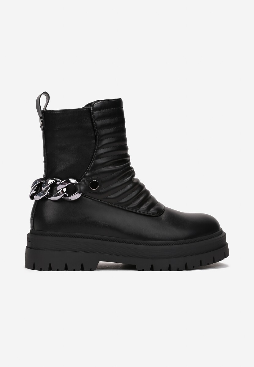 Botine negre cu talpă groasă și lanț Havre 3