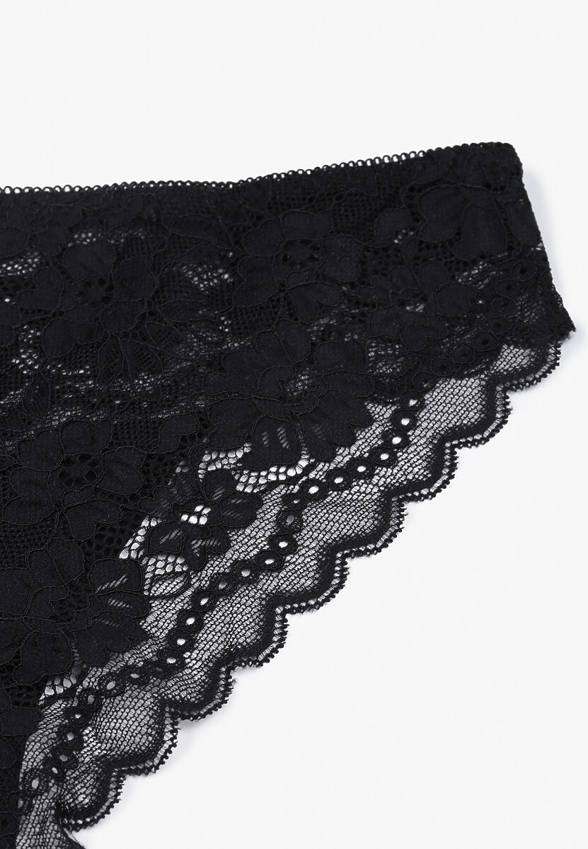 Czarne Majtki o Fasonie Figi z Koronką Agresti 2