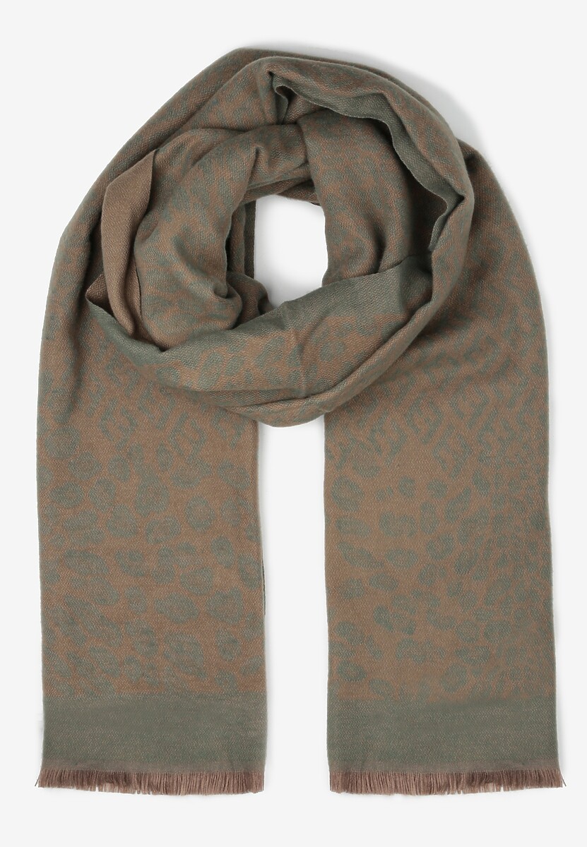 Zielony Szalik z Bawełny i Wiskozy w Cętki Melki 1