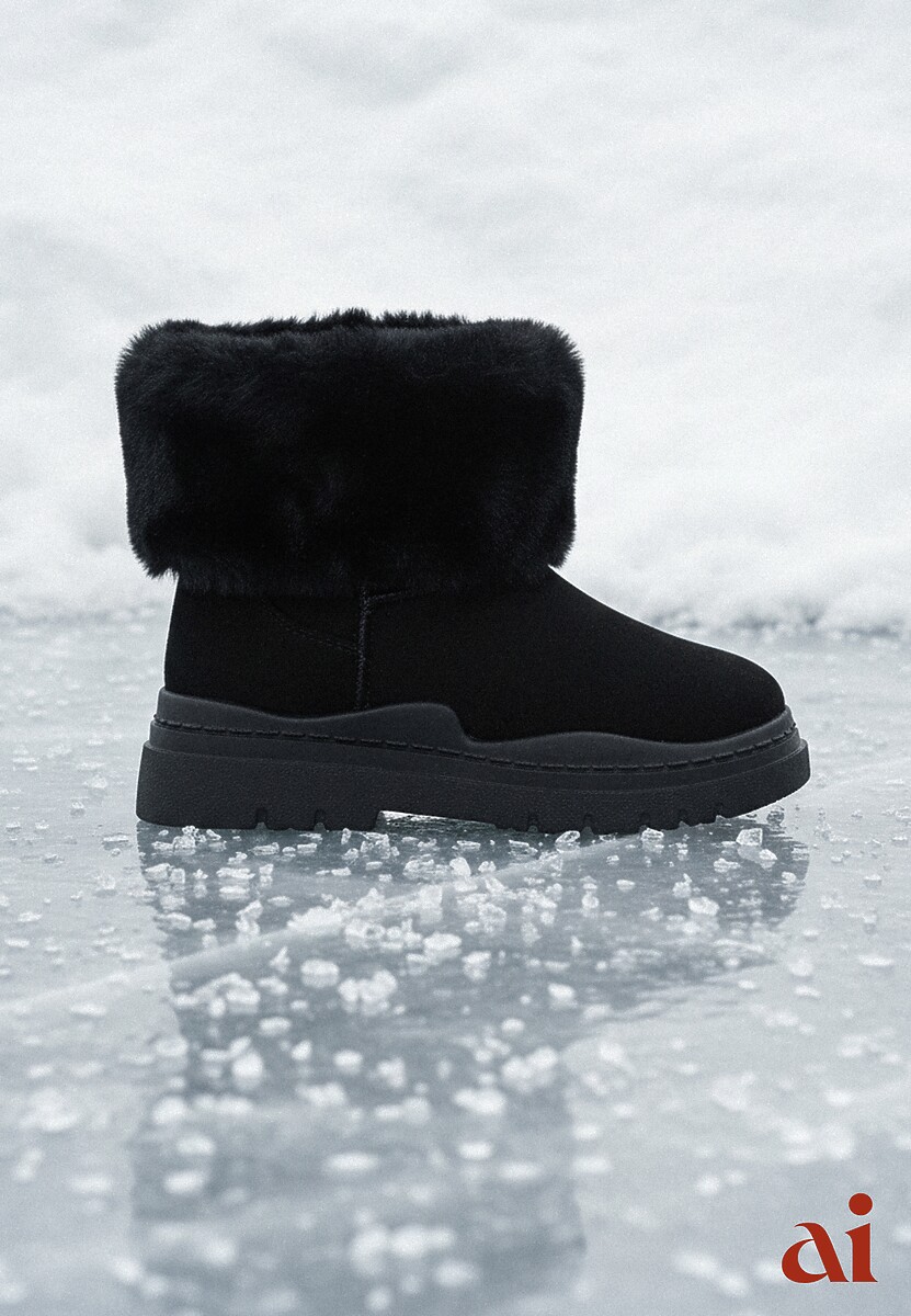 Czarne Śniegowce z Wywiniętym Futerkiem Nonva 1