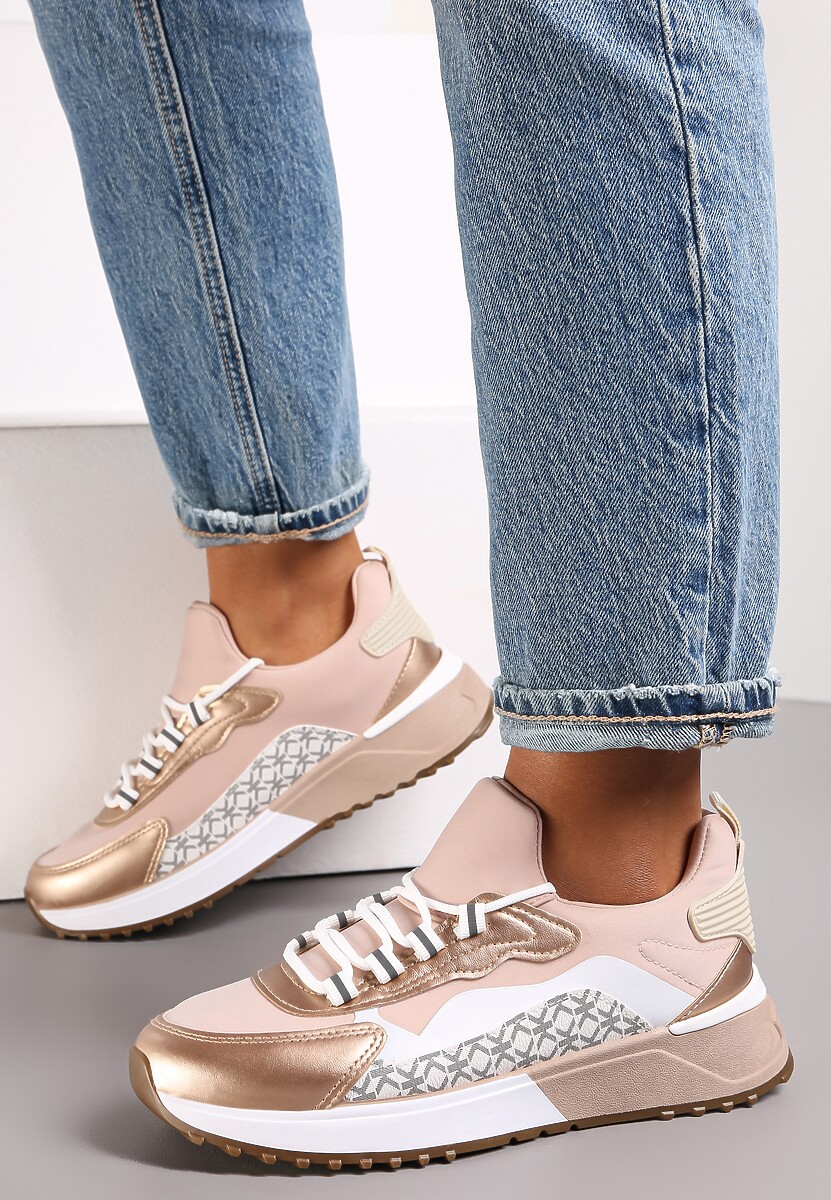 Złoto-Różowe Wsuwane Sneakersy Zdobione Kolorowymi Wstawkami Virreg 1