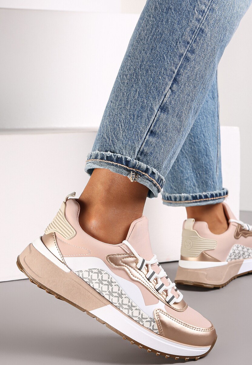 Złoto-Różowe Wsuwane Sneakersy Zdobione Kolorowymi Wstawkami Virreg 2