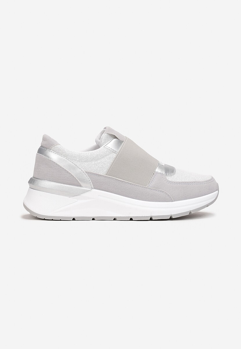 Szare Metaliczne Sneakersy Wsuwane z Elastycznym Paskiem Zimada 3