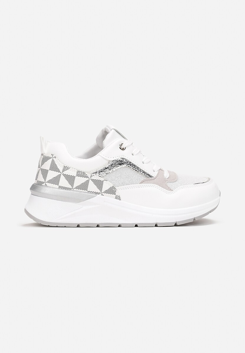 Białe Sneakersy z Brokatem i Wstawkami Pinra 3