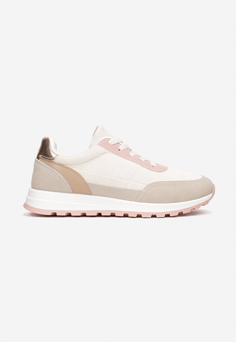 Beżowe Sznurowane Sneakersy przed Kostkę Kiea 3
