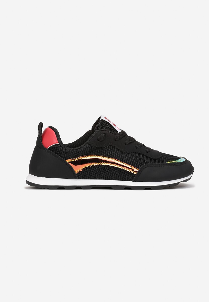 Czarne Buty Sportowe Wiązane z Naszywkami z Metalicznymi Wstawkami Bonerino 3
