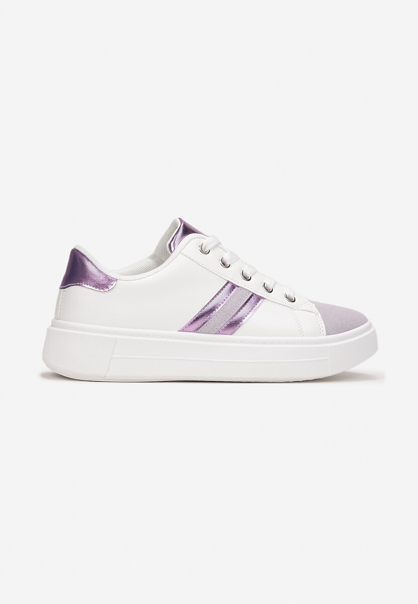 Biało-Fioletowe Sneakersy Sznurowane na Grubej Podeszwie Livorna 3