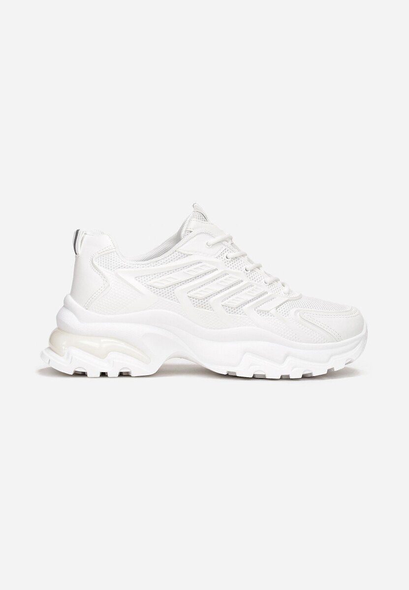 Białe Sneakersy na Masywnej Podeszwie Zdobione Kolorowymi Wstawkami Farete 3