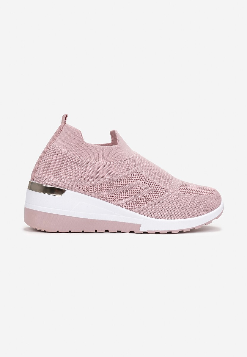 Różowe Wsuwane Sneakersy na Koturnie z Metaliczną Wstawką Krisette 3