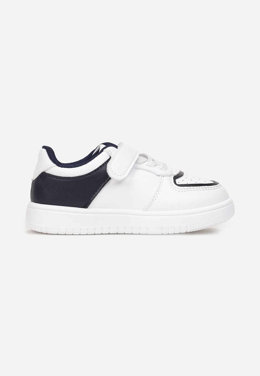 Biało-Granatowe Buty Sportowe Sneakersy ze Skórzaną Wkładką Zapinane na Rzep Lorvia 1