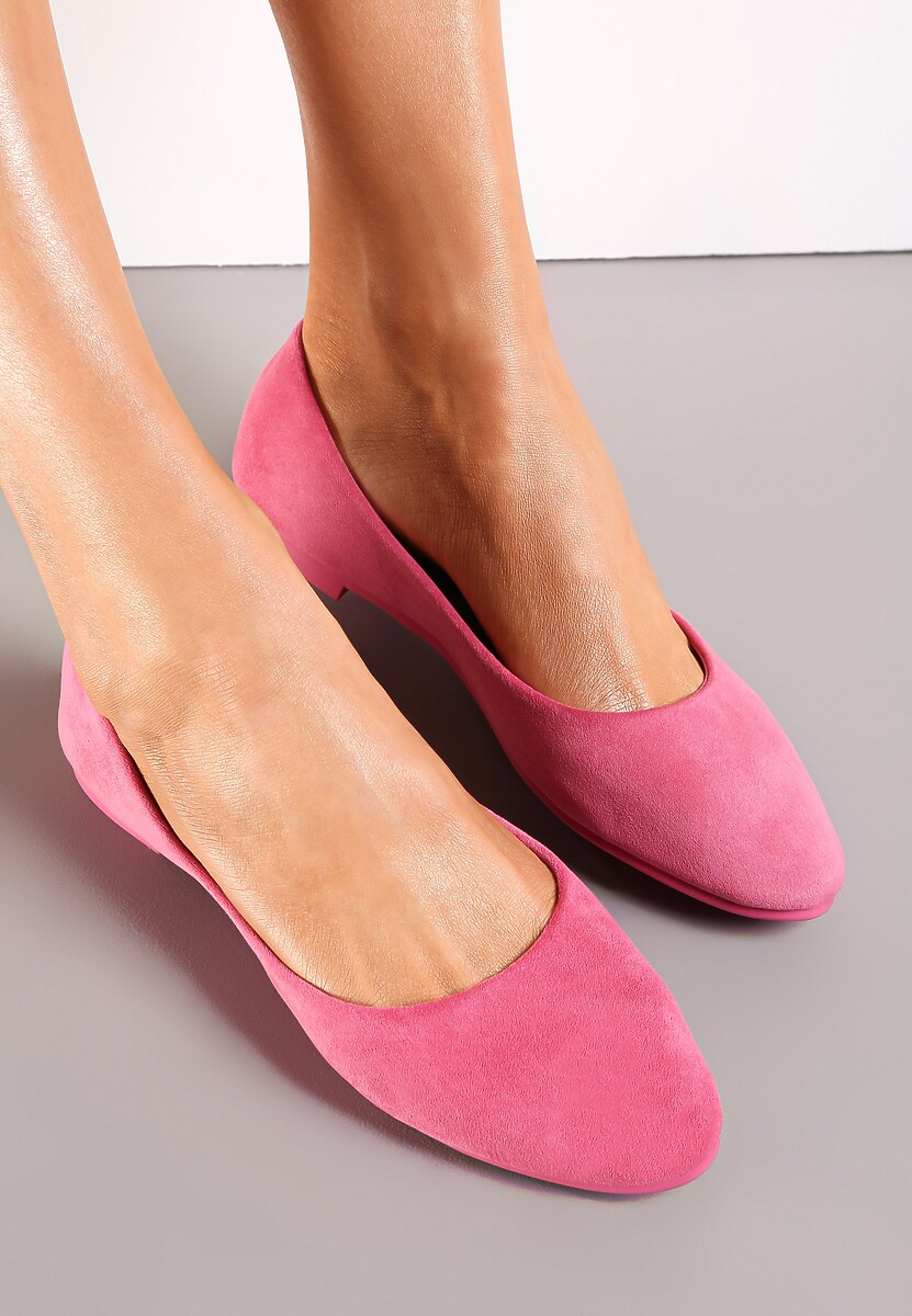 Balerini Fucsia Slip On din piele intoarsa ecologica Samanvi 1