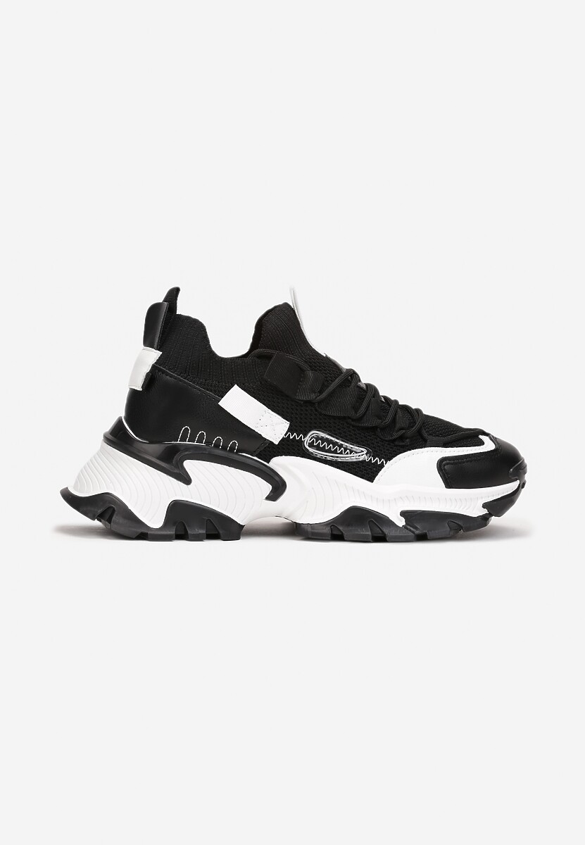 Czarne Sneakersy z Elastyczną Cholewką i Tłoczoną Podeszwą Linro 3