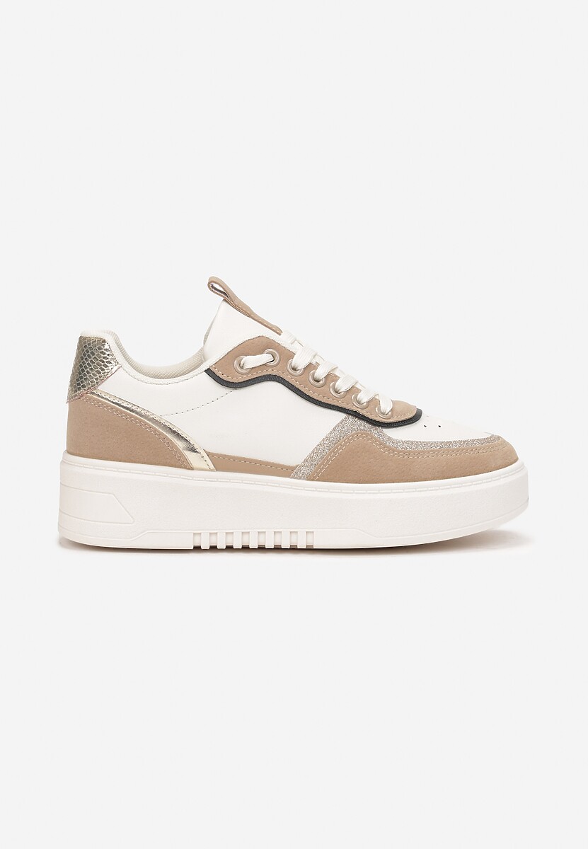 Ciemnobeżowe Sneakersy z Brokatowymi Wstawkami Nickole 3