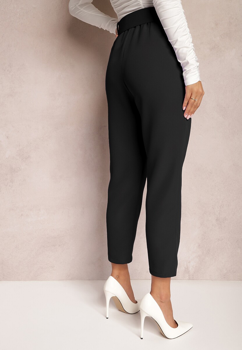 Czarne Spodnie Garniturowe High Waist z Paskiem Wenus 3