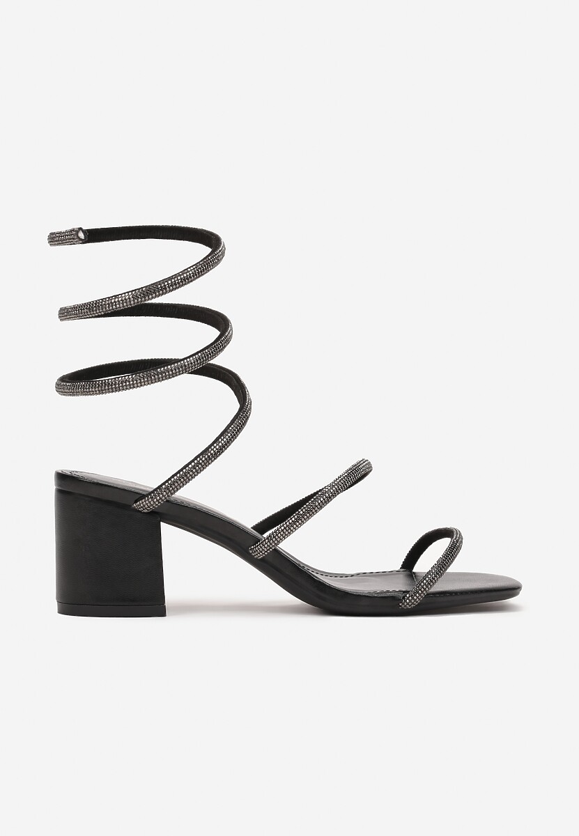 Sandale Negre cu Bareta Decorativă cu Paiete Catasia 3