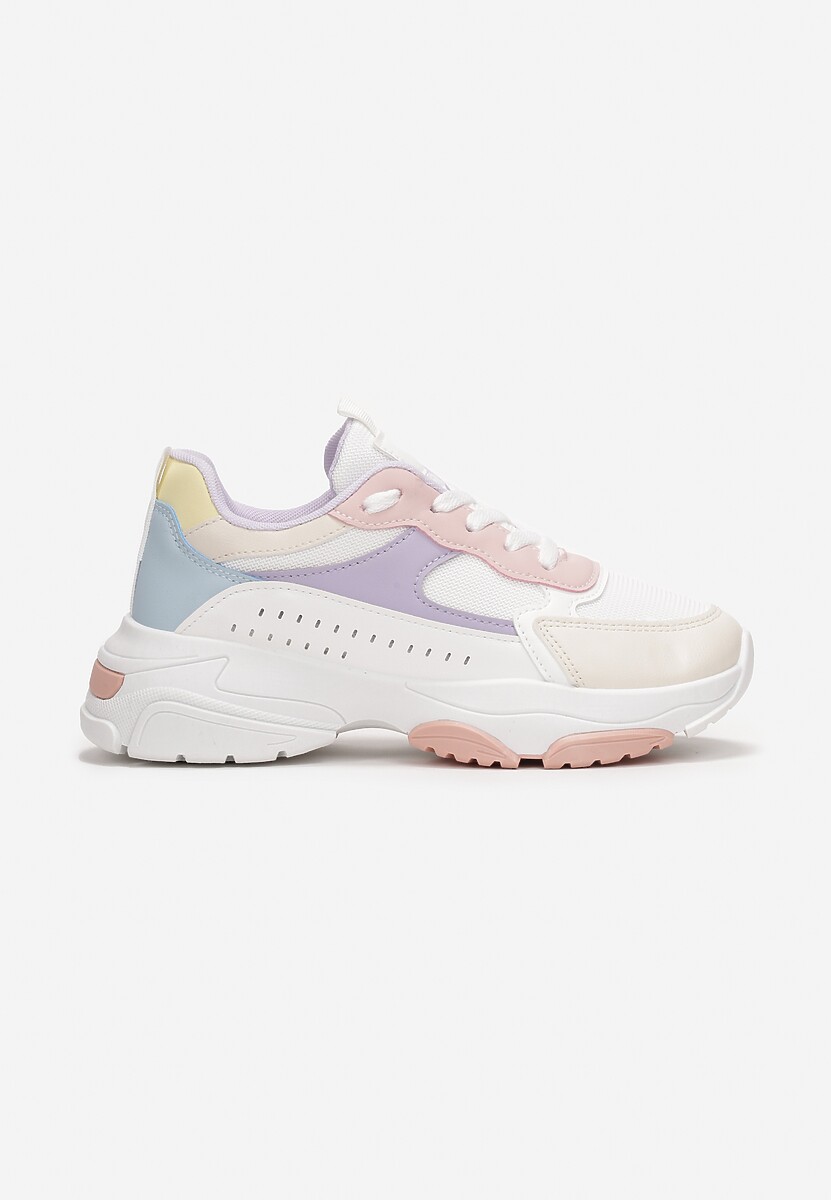Sneakers Albi-Roz cu Talpă Groasă și Carâmb Înalt cu Perforatie Obethy 3