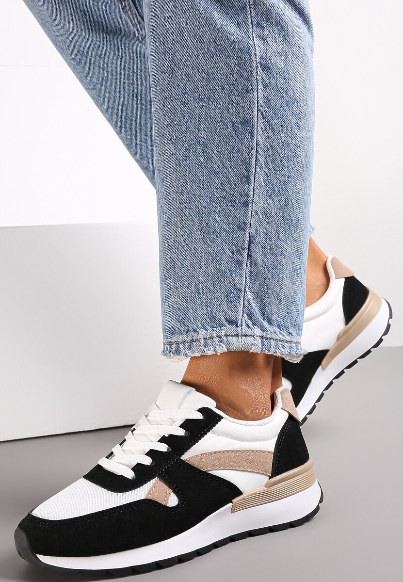 Biało-Czarne Sneakersy na Grubej Podeszwie Pheona 1
