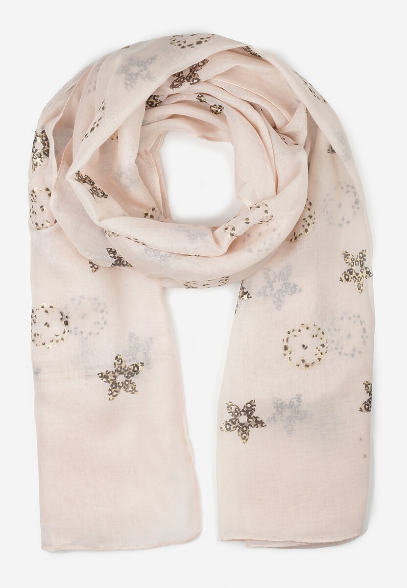 Różowy Prostokątny Szalik z Wiskozy z Błyszczącymi Wzorami Rias 1
