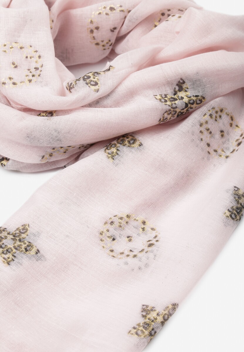 Jasnoróżowy Prostokątny Szalik z Wiskozy z Błyszczącymi Wzorami Rias 2