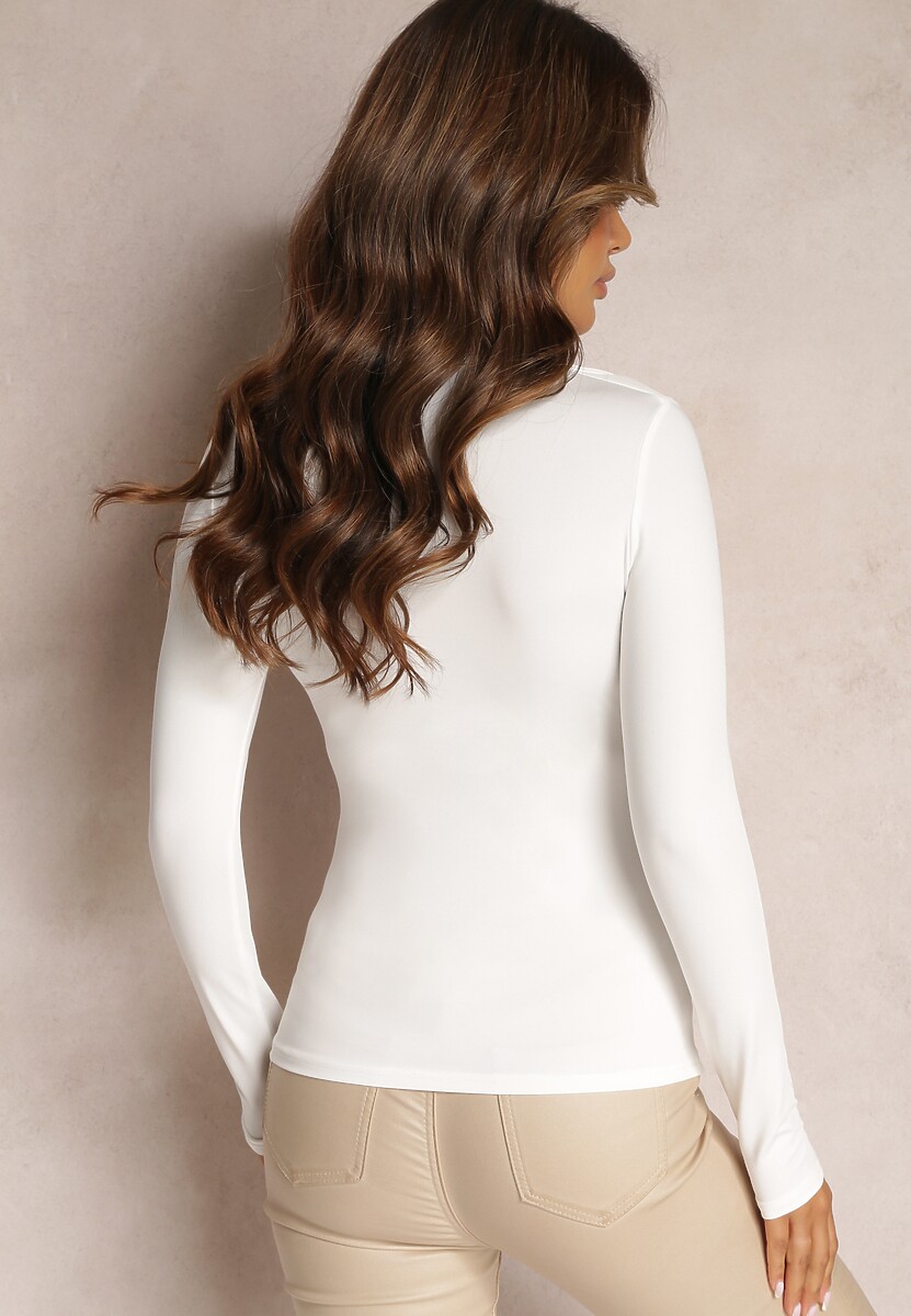 Biała Bluzka Zapinana na Zatrzaski z Kołnierzykiem Faelona 3