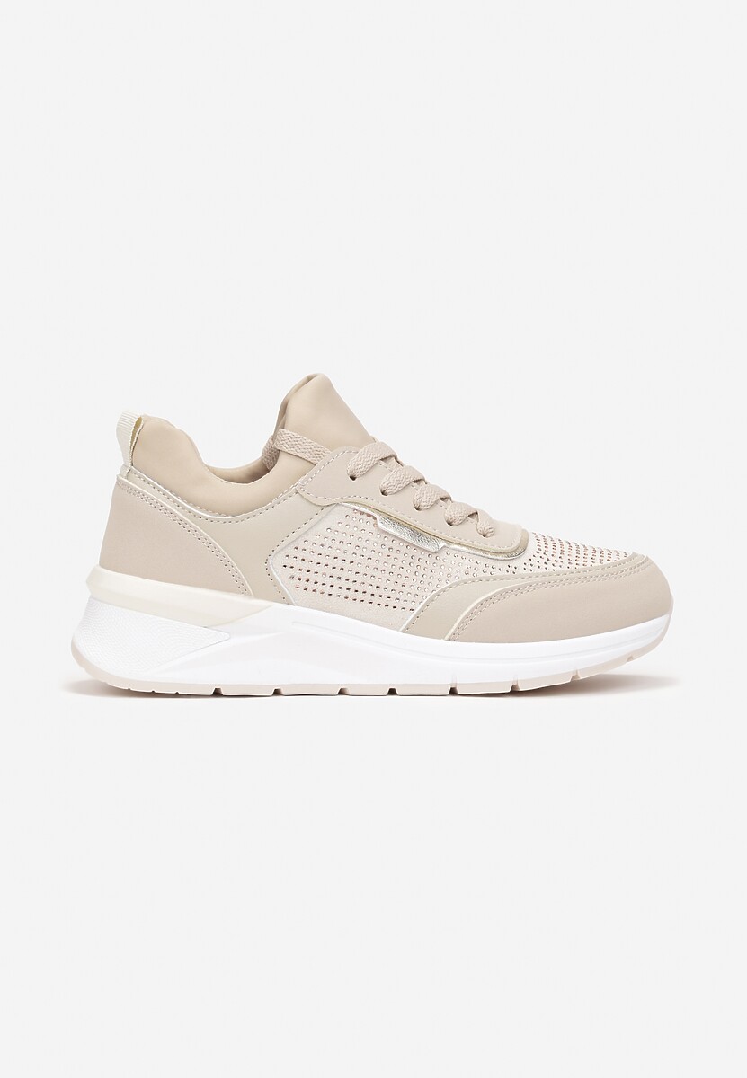 Beżowe Sneakersy z Błyszczącymi Cyrkoniami Aviveria 3