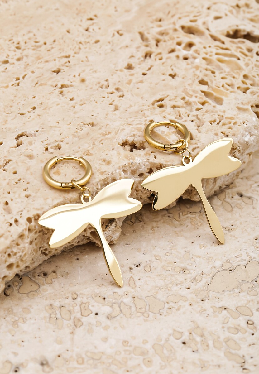 Złote Wiszące Kolczyki Ważki Zullosi 1