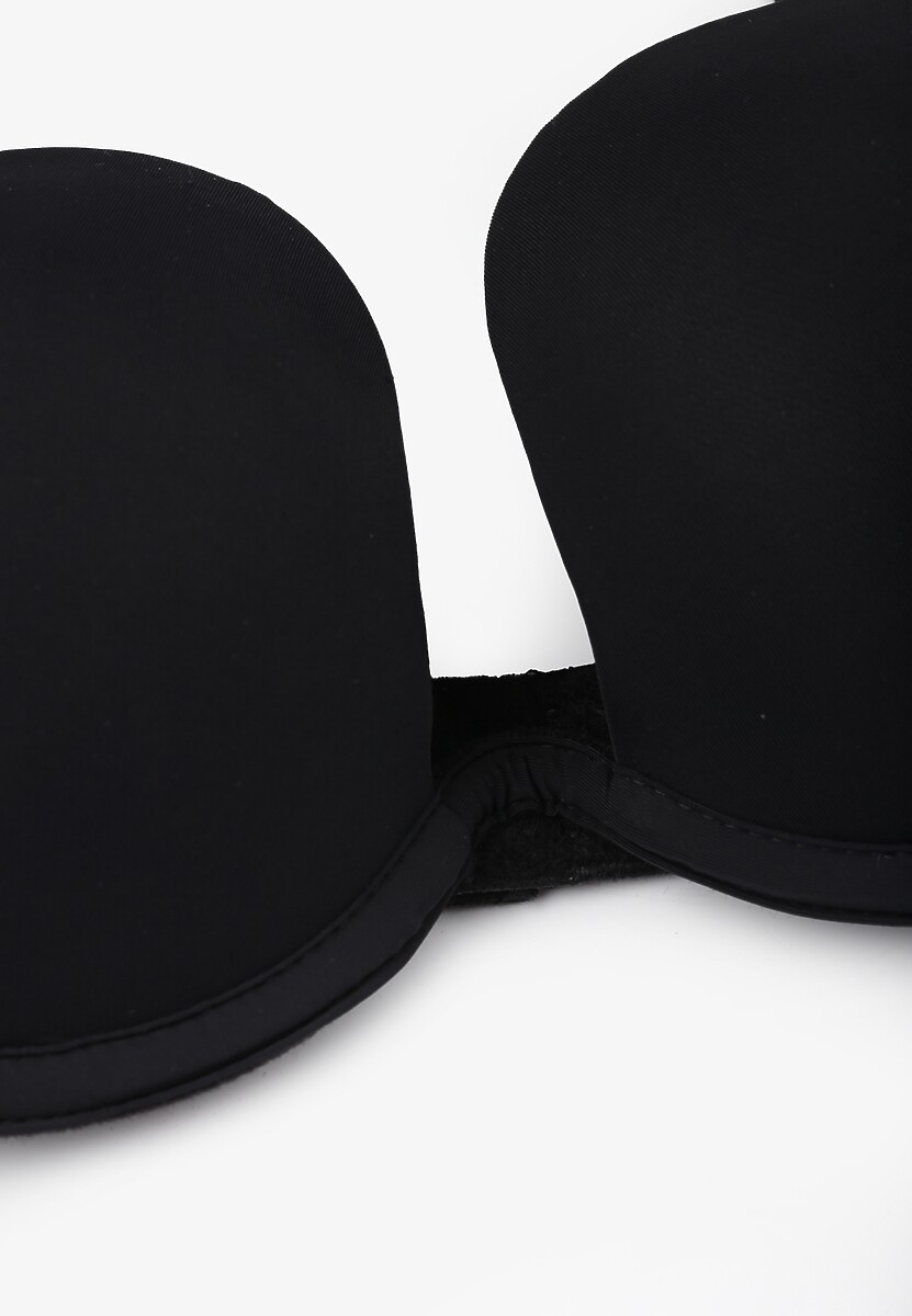 Czarny Gładki Biustonosz Plunge z Efektem Push Up Sisati 2