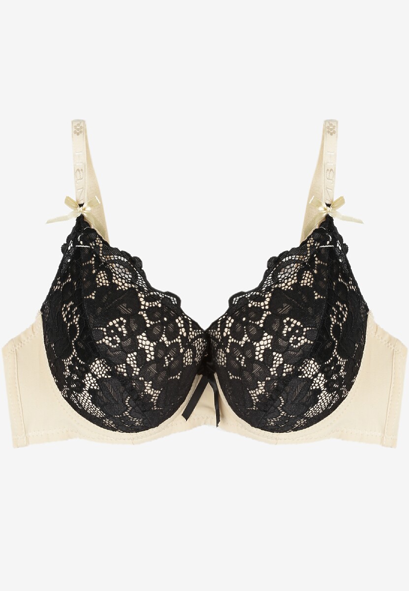 Beżowy Biustonosz Koronkowy Push-Up Anasine 1