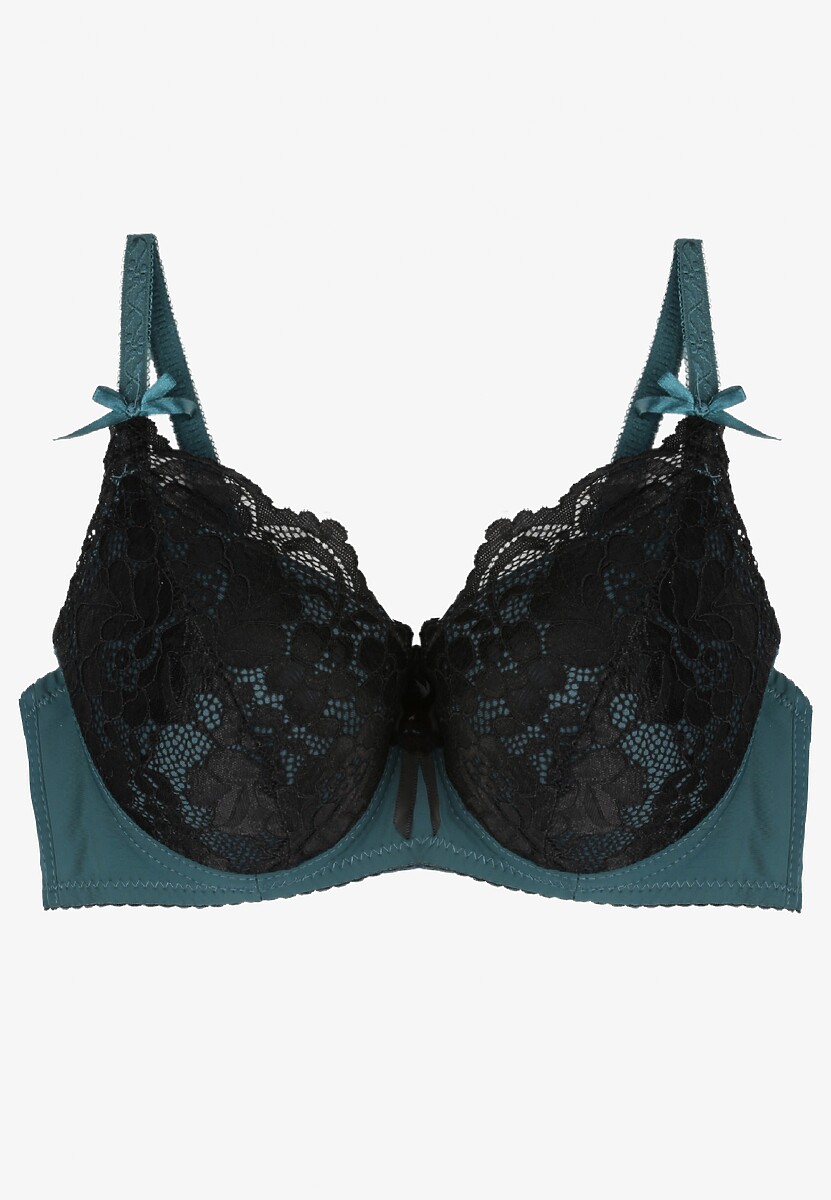 Ciemnozielony Biustonosz Koronkowy Push-Up Anasine 1