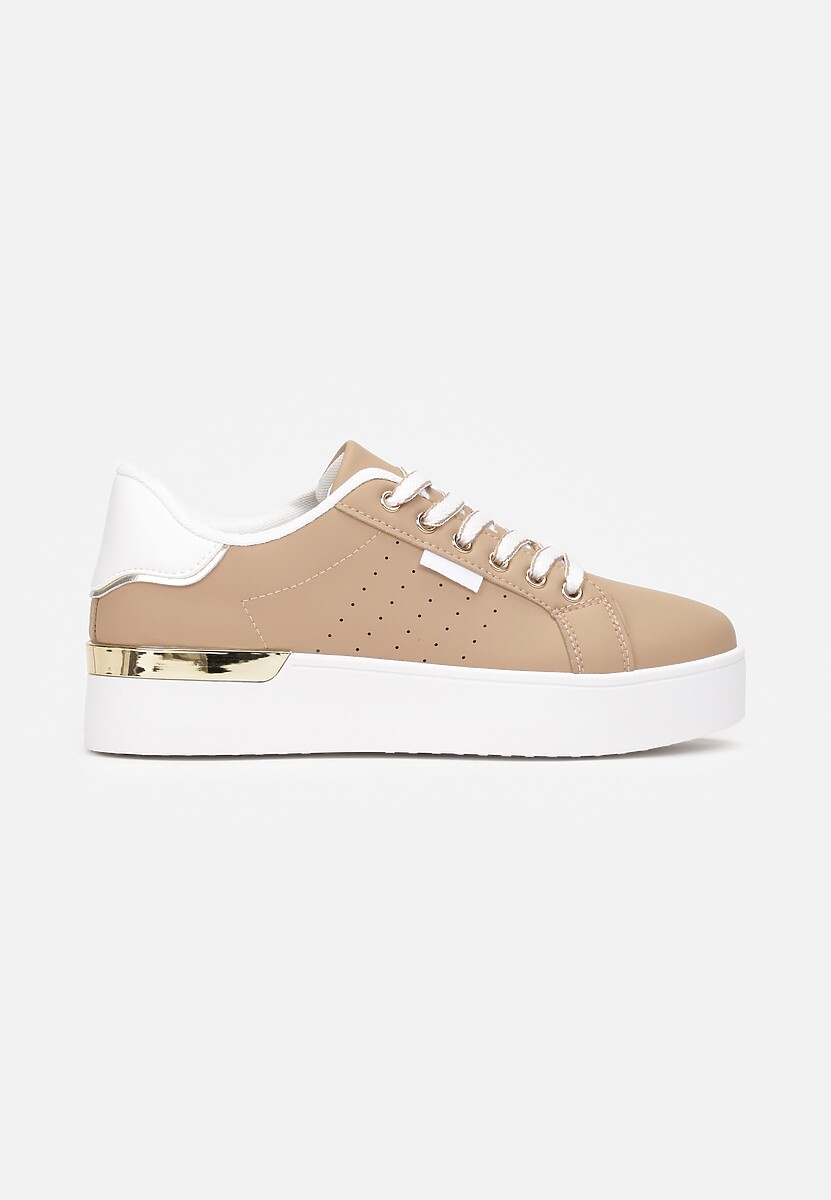 Ciemnobeżowe Sneakersy na Ozdobnej Podeszwie z Cholewką przed Kostkę Zanota 3