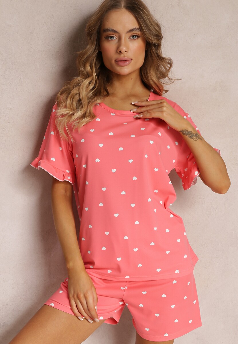 Set Pijama Roz cu Inimioare Ronis 1