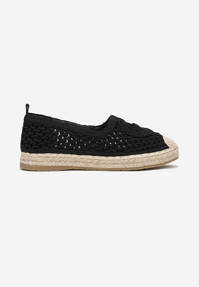 Espadrile Negre pe Talpă Împletită cu Carâmb Aжур până la Glezna Olloh 3