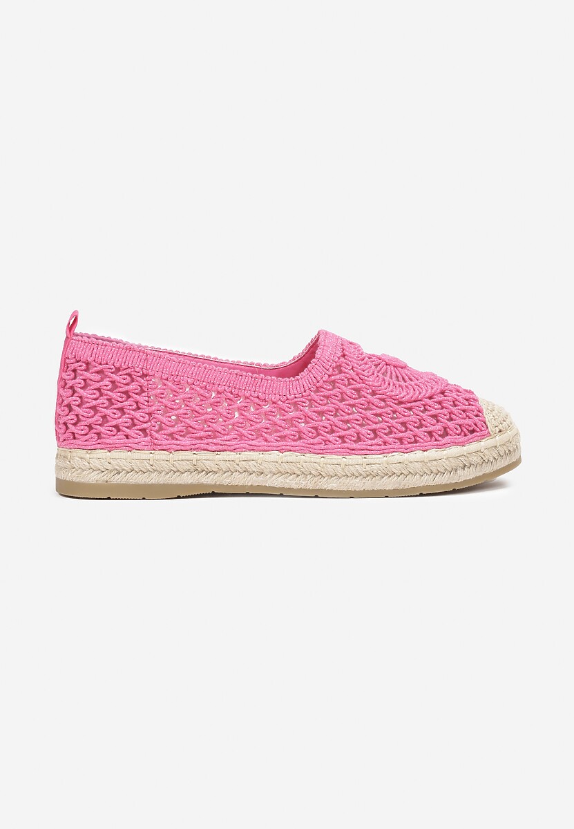 Fuksjowe Espadryle na Plecionej Podeszwie z Ażurową Cholewką przed Kostkę Olloh 3