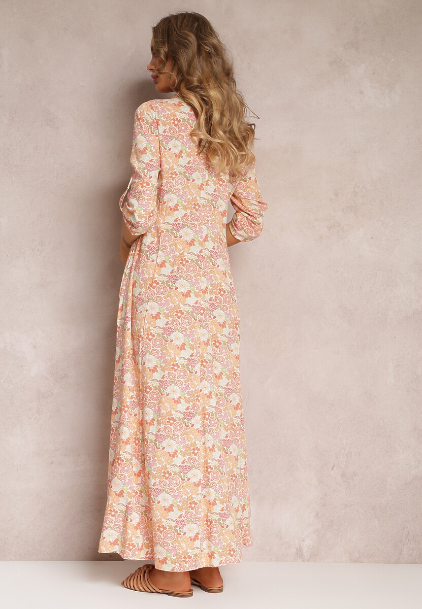 Pomarańczowo-Biała Sukienka Koszulowa Castorius 3