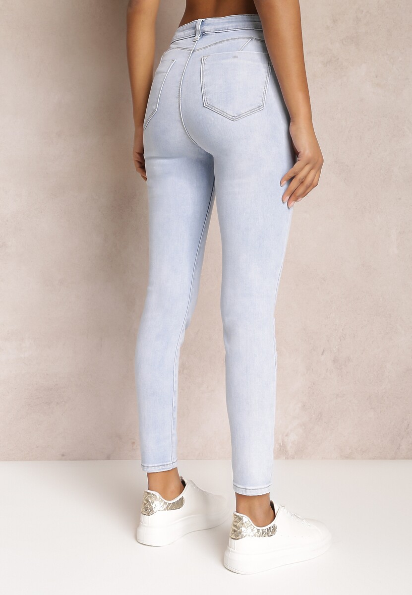 Jasnoniebieskie Gładkie Jeansy Skinny Push Up Dirnorri 3