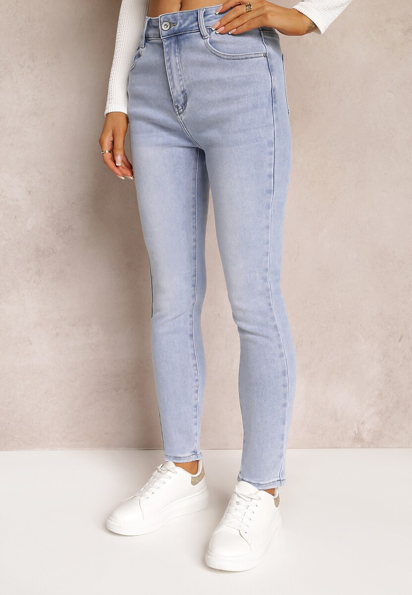 Jasnoniebieskie Gładkie Jeansy Skinny Regular Evdokiya 1