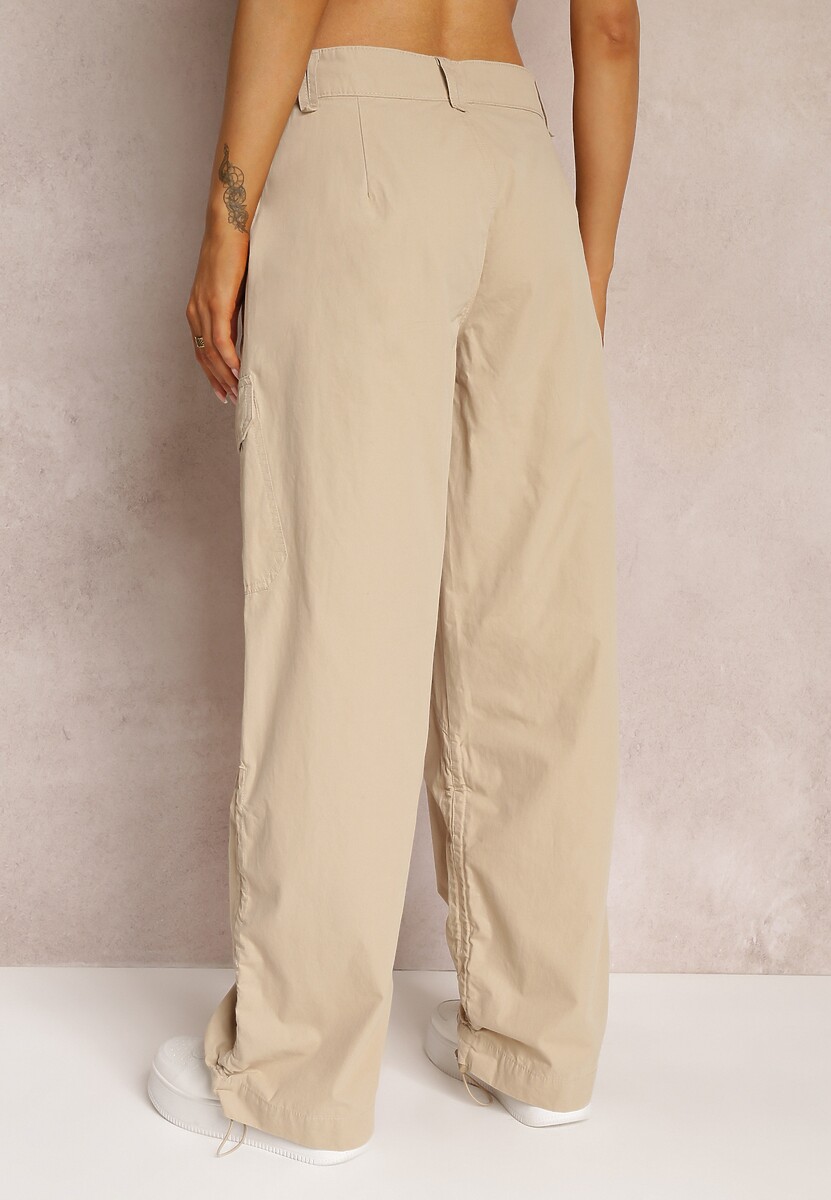 Pantaloni de bumbac bej cu elastic la tiv Renee.com.ro 3