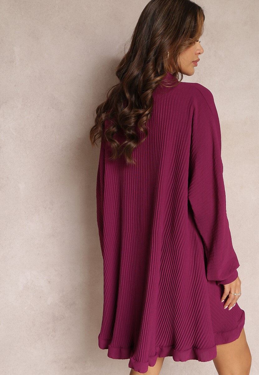 Rochie cămașă violetă plisată Giphi 3