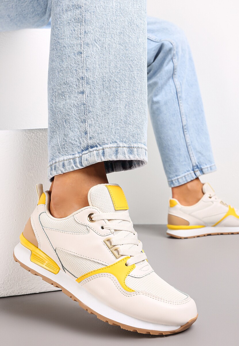 Sneakers Albi cu Talpă Plată și Inserții Decorative Laraet 1
