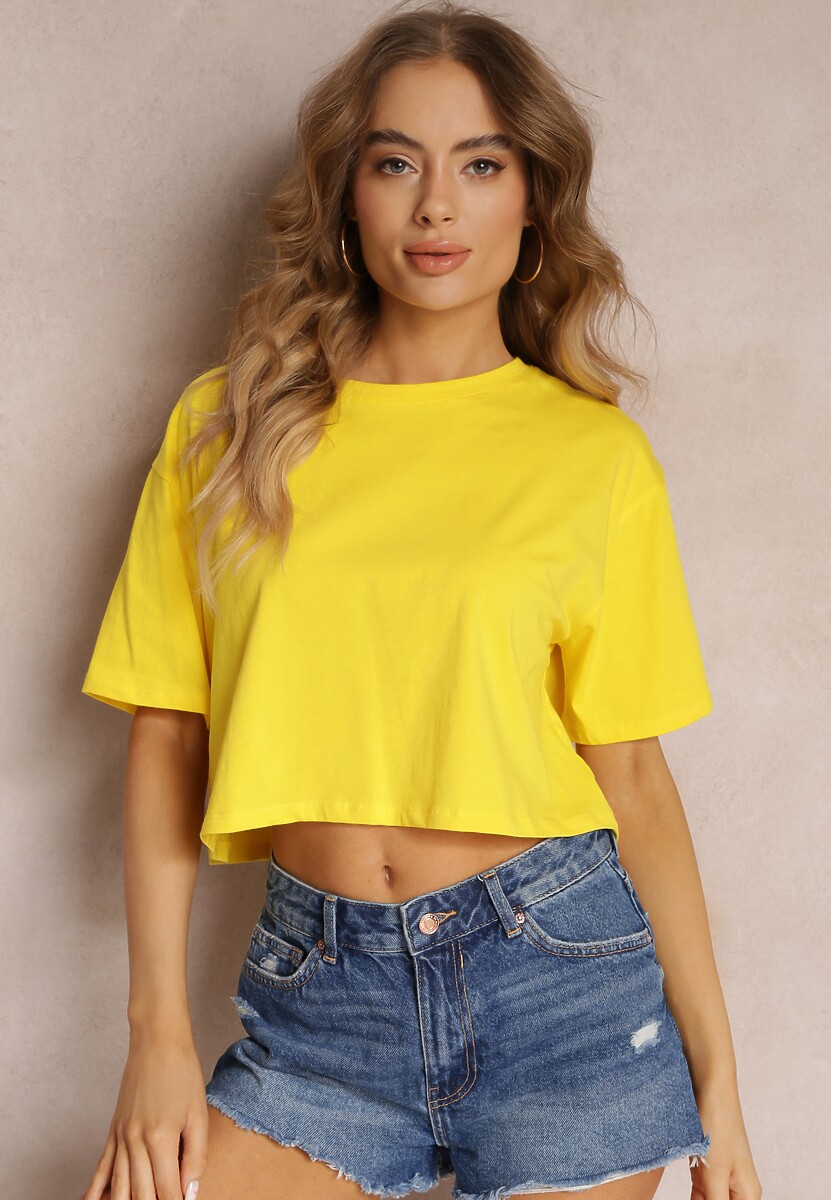 Żółty T-shirt o Fasonie Cropped Oversize Brighta 1